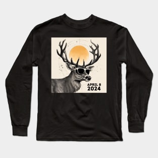 2024 Solar Eclipse Deer In The Sun and Moon Long Sleeve T-Shirt